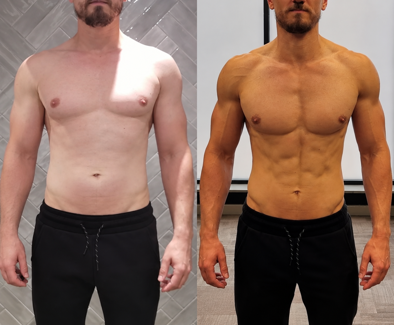 Lawrence before and after muscle-build transformation