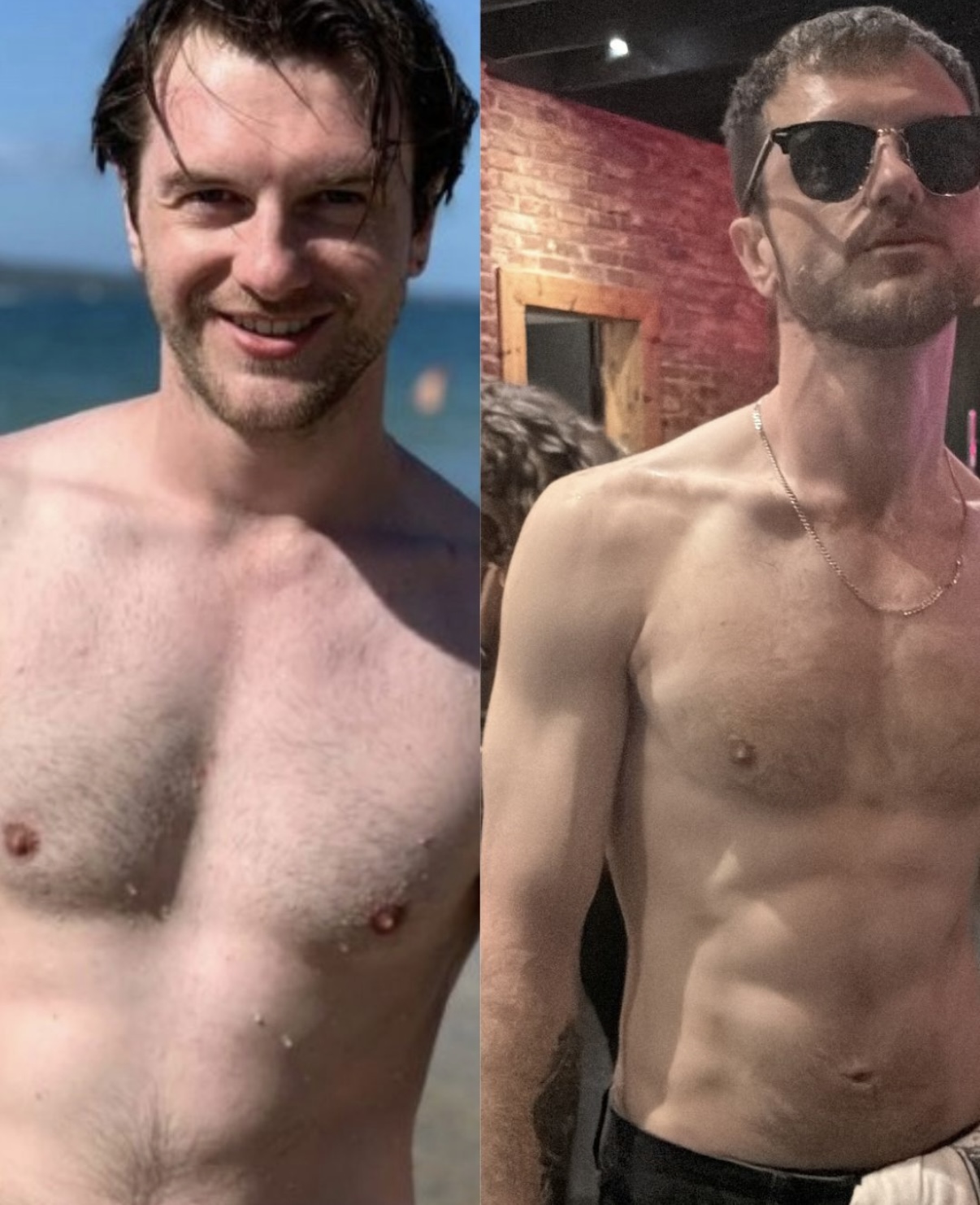 Rob before and after muscle-build transformation