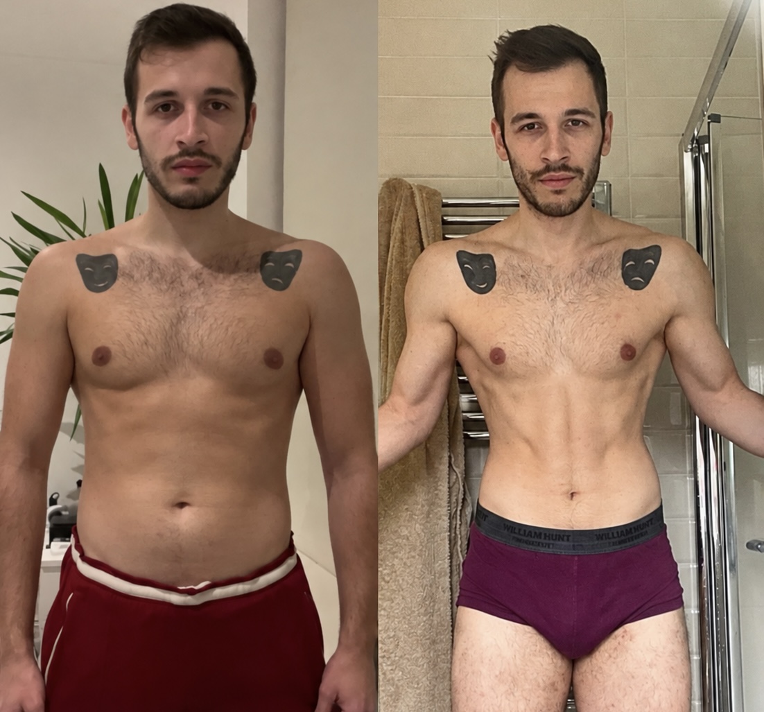 Florenzo before and after muscle-build transformation